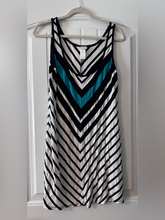 Dotti Dresses & Skirts - Dotti Black, White & Teal Chevron A-Line Dress